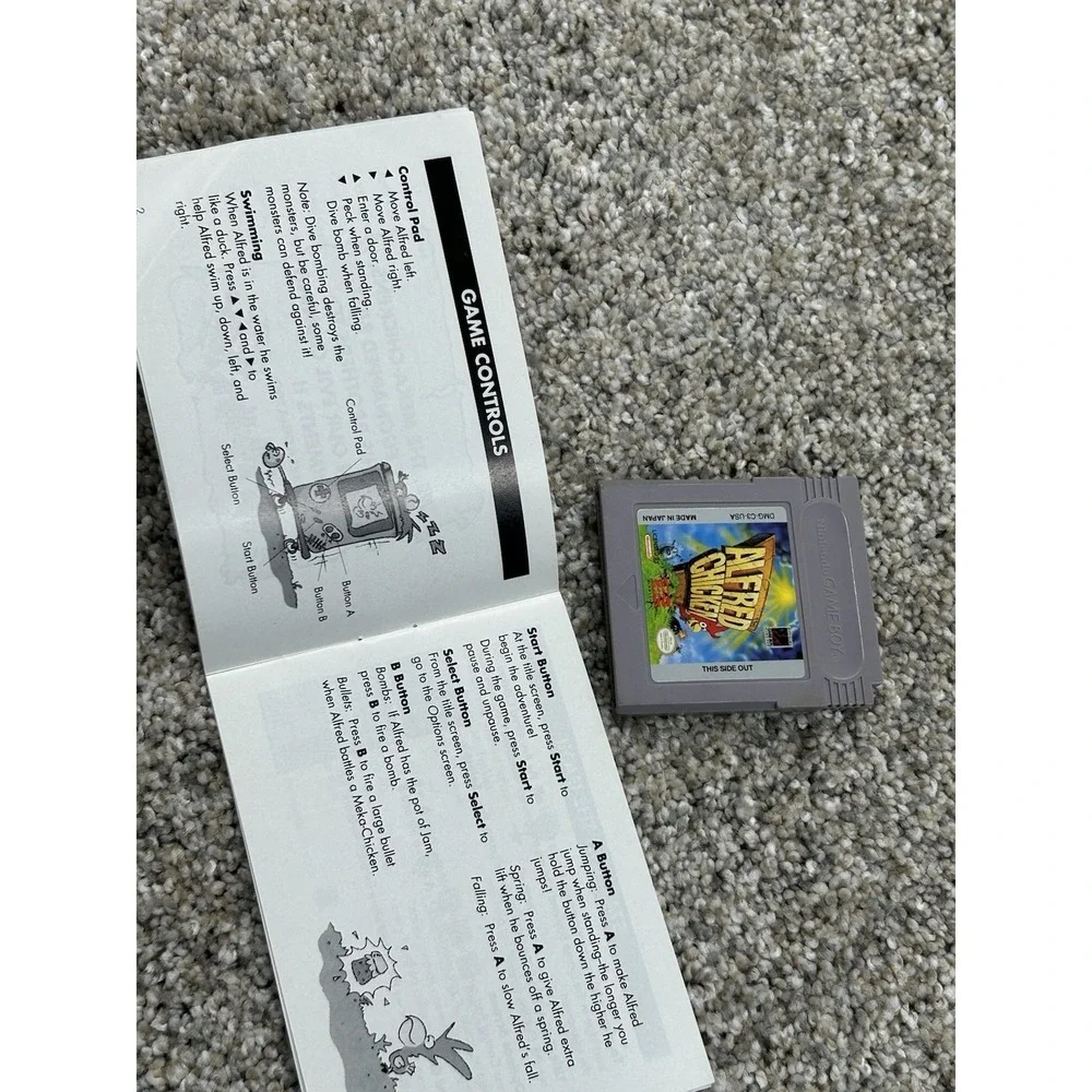 Gameboy Alfred Chicken Cartridge Nintendo Game‎ Manual Vintage